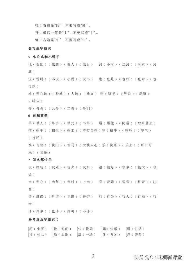 統(tǒng)編語(yǔ)文一年級(jí)下冊(cè)，第三單元知識(shí)點(diǎn)梳理（統(tǒng)編語(yǔ)文一年級(jí)下冊(cè)）(2)