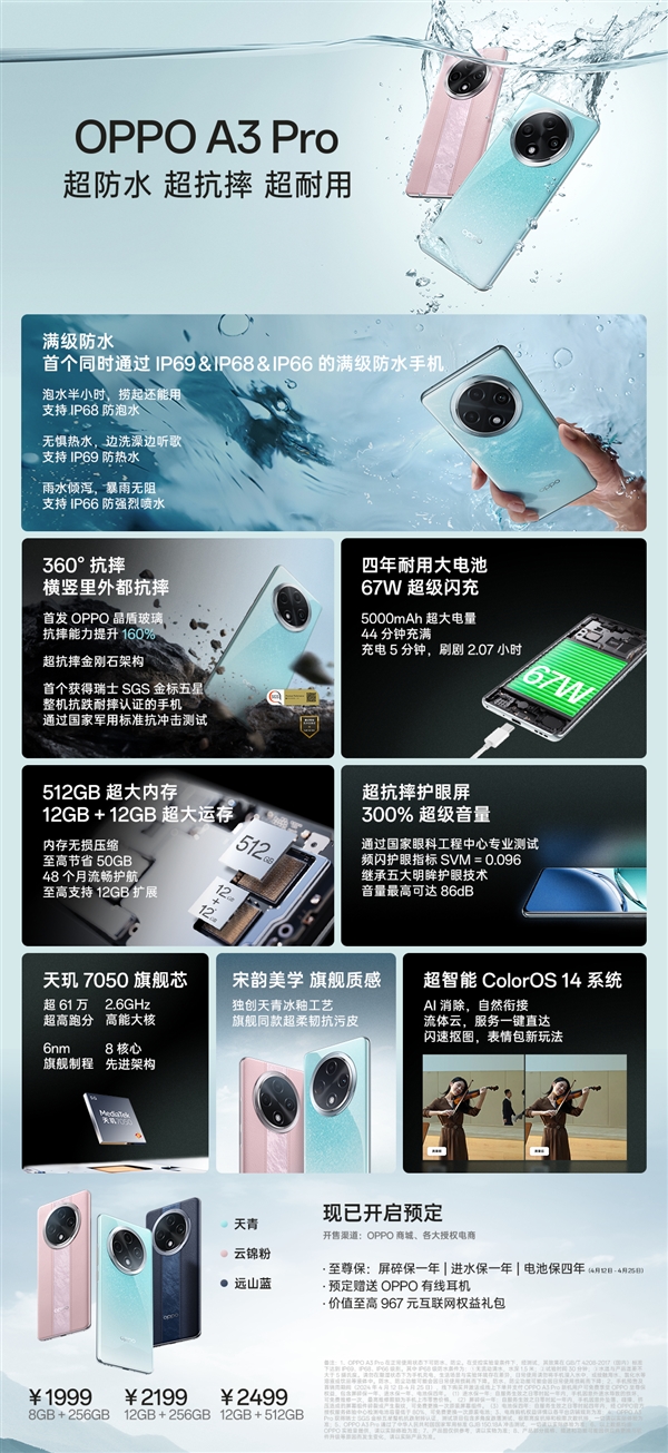 進水保修獨此一家！讀懂OPPO A3 Pro：1999元起