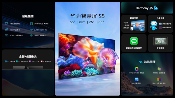 全新鴻鵠自研芯片加持！華為智慧屏S5今日開(kāi)售：3499元起