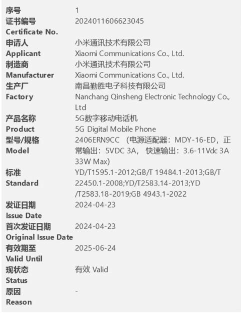 百元小金剛！Redmi 13 5G手機(jī)通過(guò)3C認(rèn)證：支持33W充電