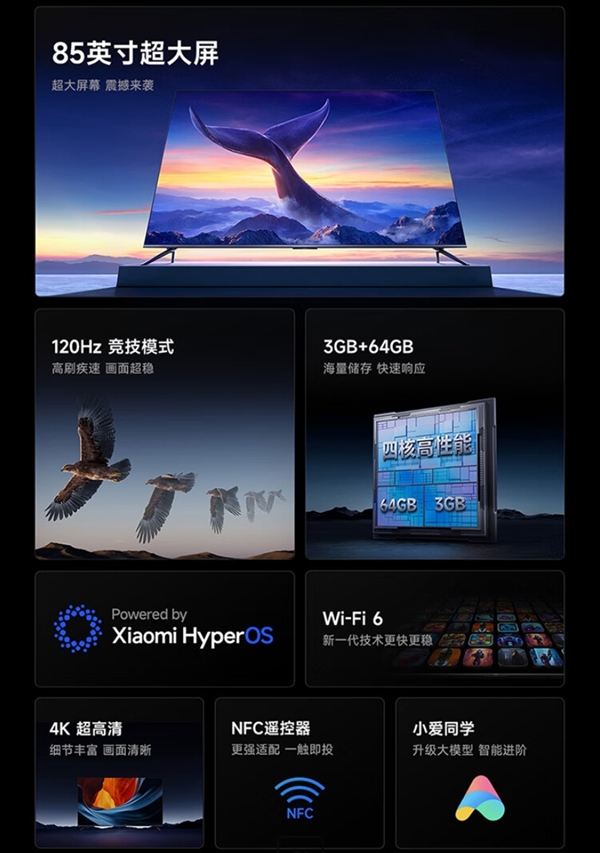 4699元！Redmi MAX 85 2025款發(fā)布：120Hz高刷、3+64GB存儲