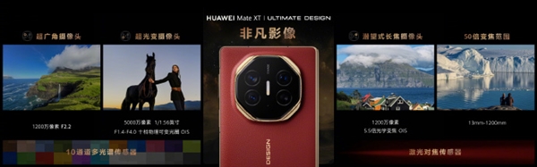 華為Mate XT影像公布：5000萬像素主攝、支持十檔可變光圈
